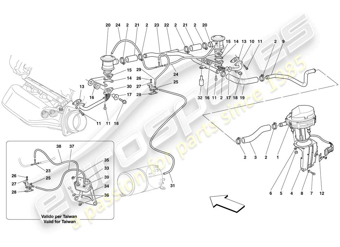 ferrari f430 scuderia spider 16m (europe) secondary air system part diagram