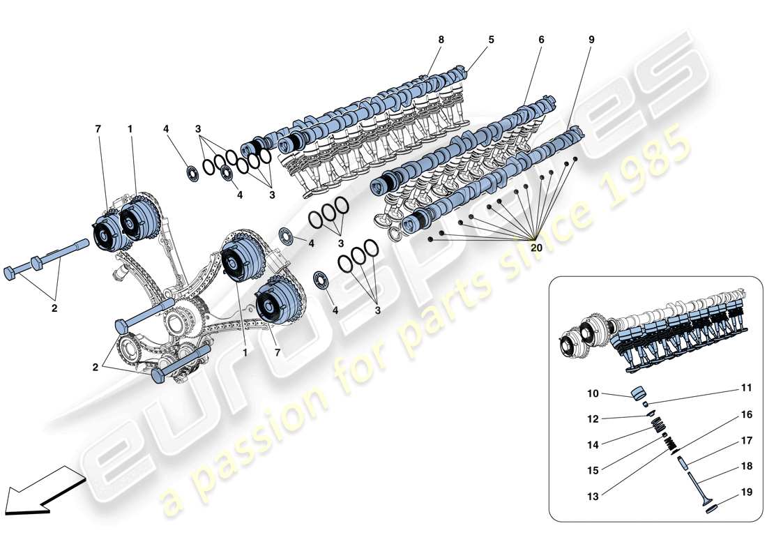 ferrari f12 tdf (usa) timing system - tappets part diagram