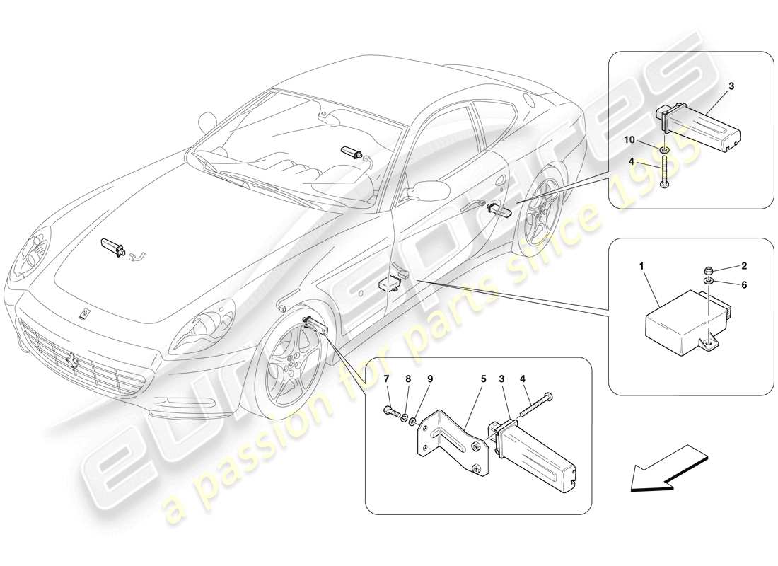 ferrari 612 sessanta (europe) tyre pressure monitoring system part diagram