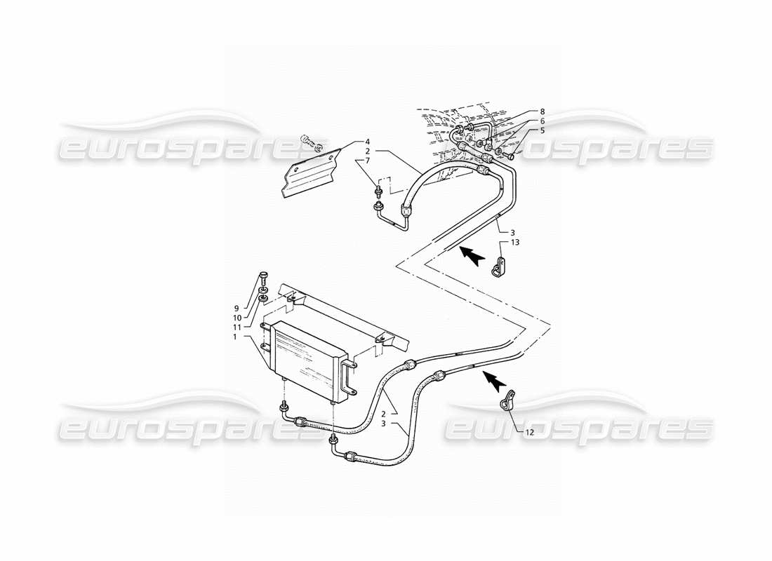 maserati qtp. 3.2 v8 (1999) automatic transmission (4hp) oil radiator parts diagram