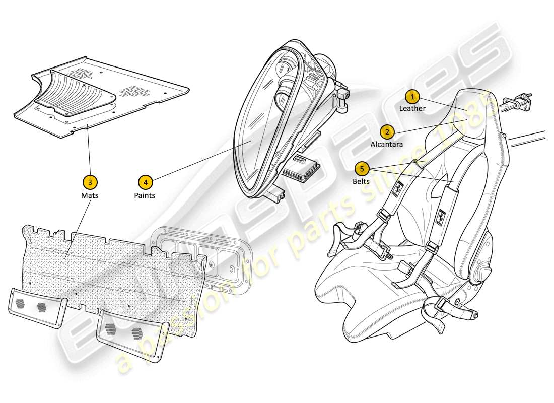 ferrari f430 scuderia spider 16m (europe) colour codes part diagram