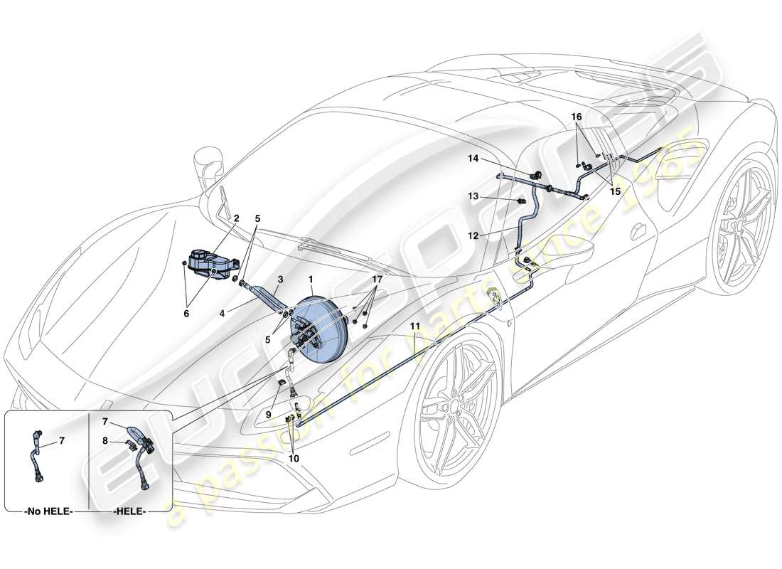 ferrari 488 spider (rhd) servo brake system parts diagram