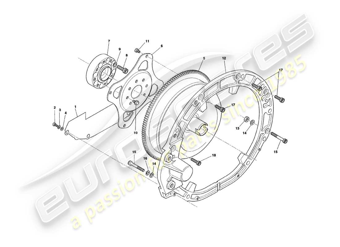 aston martin v8 coupe (1999) torque convertor part diagram