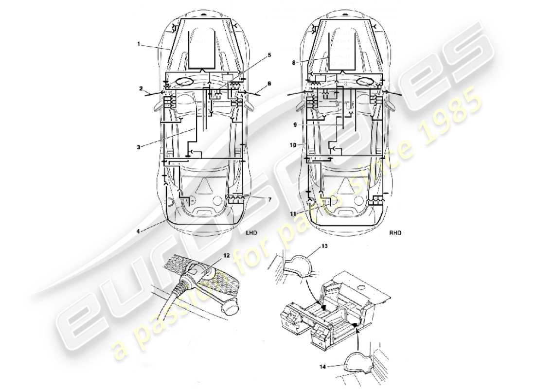 aston martin vanquish (2001) harnesses parts diagram