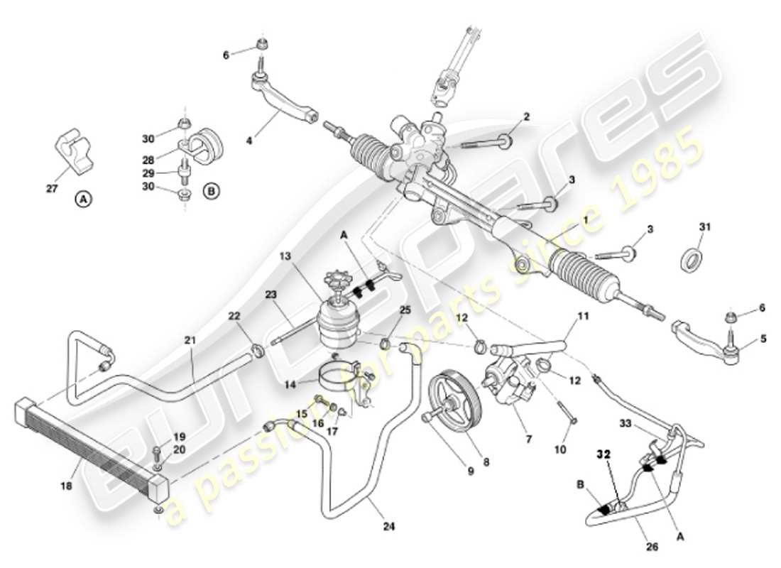aston martin vanquish (2001) power steering parts diagram