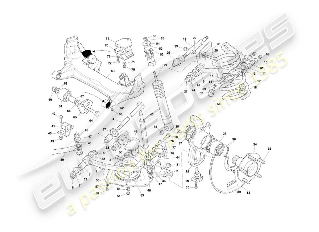 aston martin db7 vantage (2001) front suspension part diagram