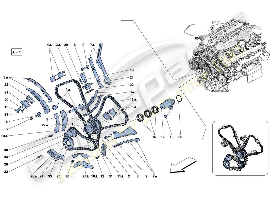 ferrari gtc4 lusso (rhd) timing system - drive parts diagram