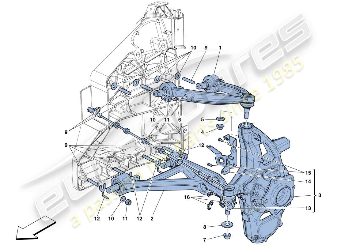 ferrari 488 spider (rhd) front suspension - arms parts diagram