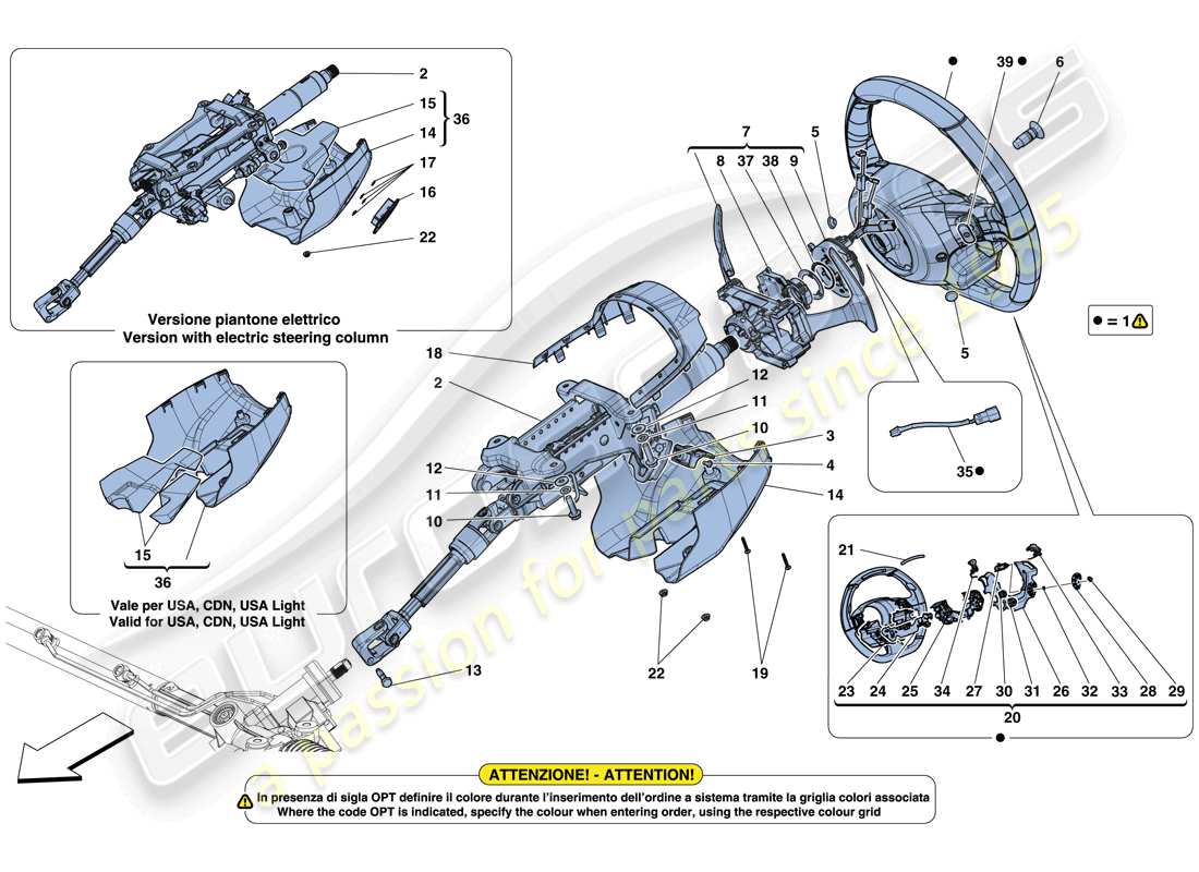 ferrari 488 spider (rhd) steering control part diagram