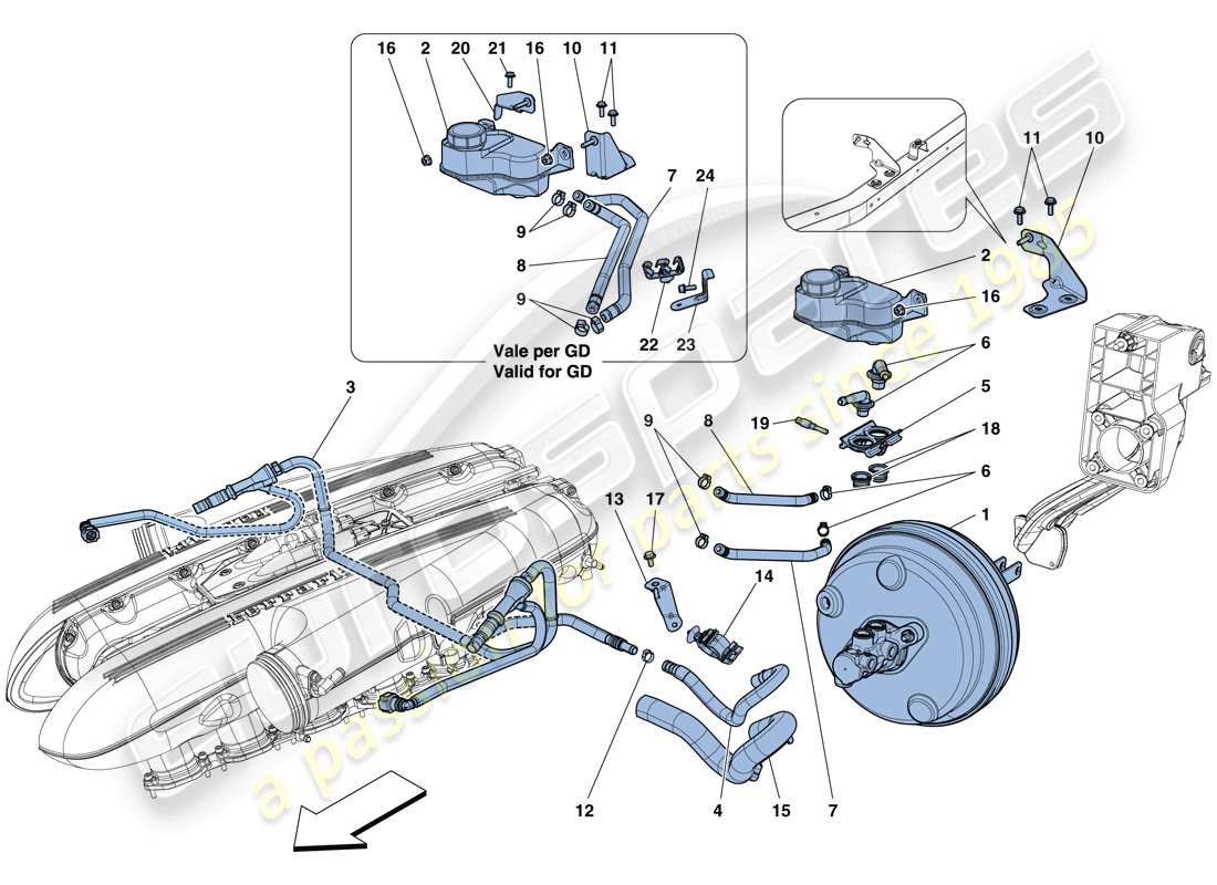 ferrari f12 tdf (europe) servo brake system part diagram