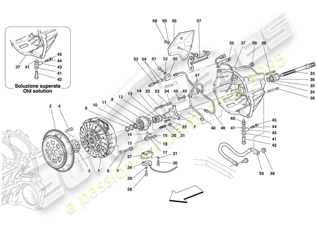 ferrari 599 gtb fiorano (usa) clutch and controls parts diagram