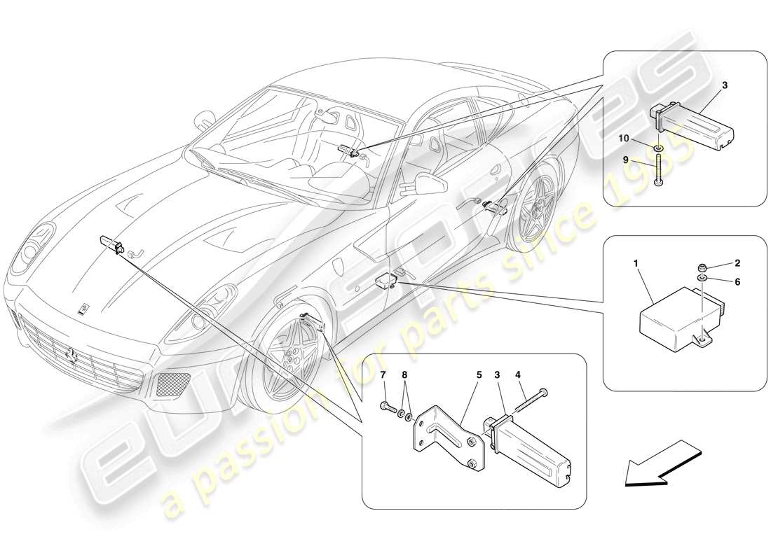 ferrari 599 gtb fiorano (usa) tyre pressure monitoring system part diagram