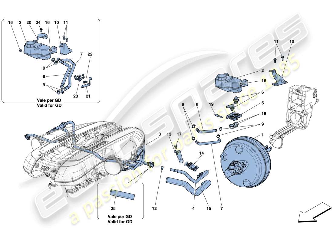 ferrari 812 superfast (europe) servo brake system parts diagram