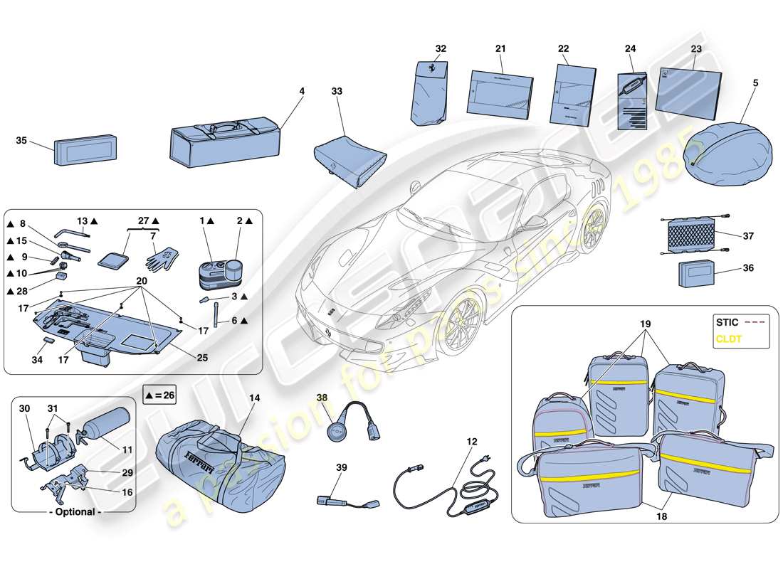 ferrari f12 tdf (europe) tools and accessories provided with vehicle part diagram