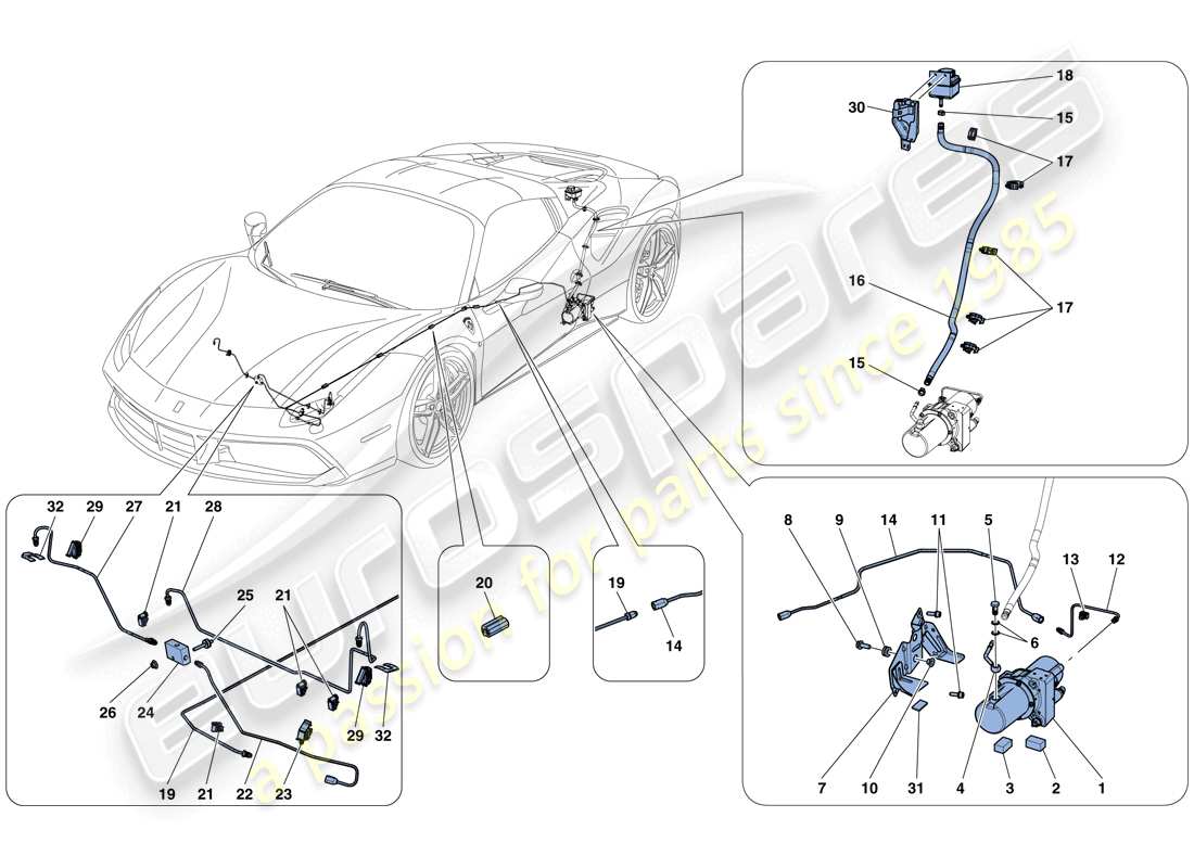 ferrari 488 spider (rhd) vehicle lift system part diagram