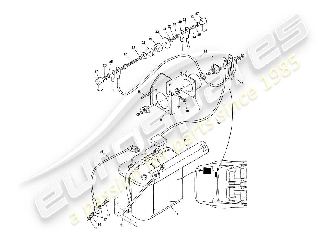 a part diagram from the aston martin v8 volante (1998) parts catalogue