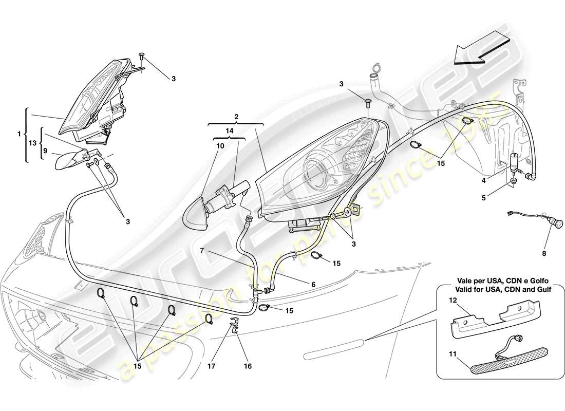 ferrari california (rhd) headlights part diagram