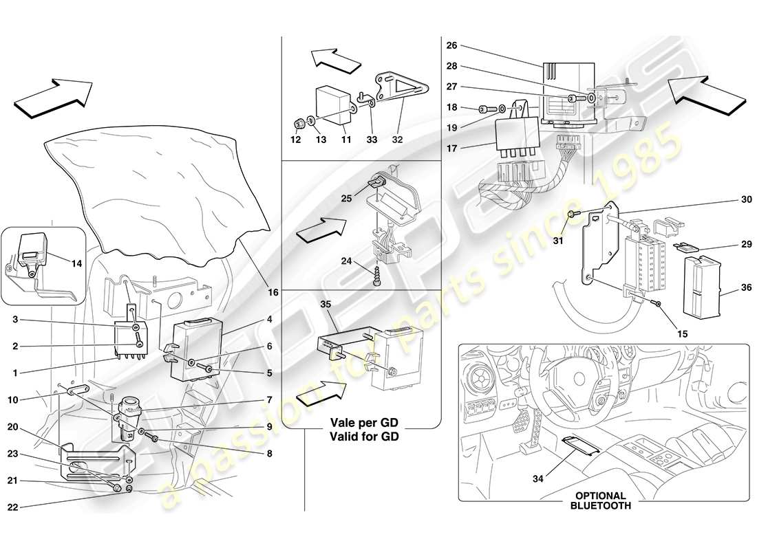 ferrari f430 coupe (europe) front passenger compartment ecus parts diagram