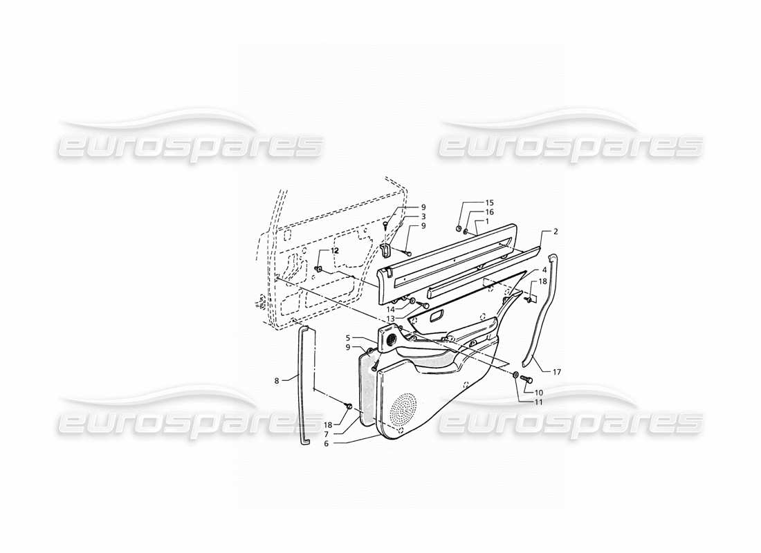 maserati qtp. 3.2 v8 (1999) inner trims: rear door panels part diagram