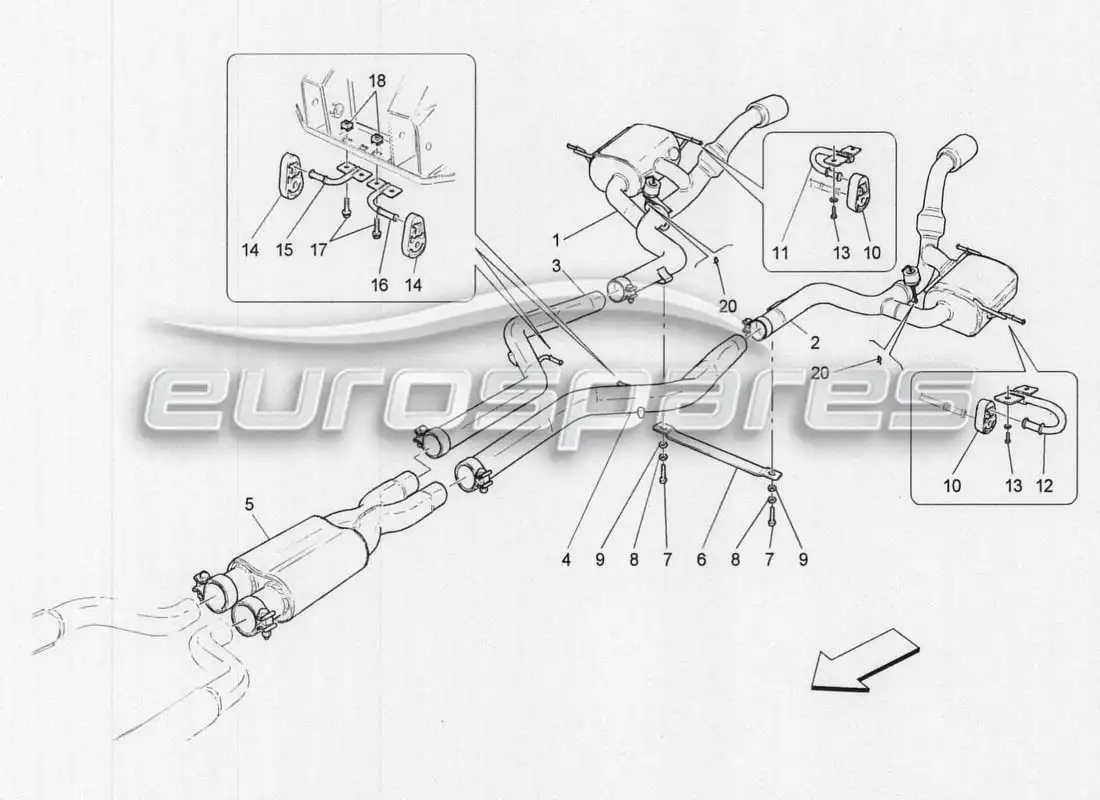 maserati grancabrio mc centenario exhaust parts diagram