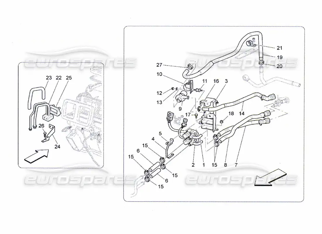 maserati qtp. (2010) 4.7 a c unit: engine compartment devices parts diagram