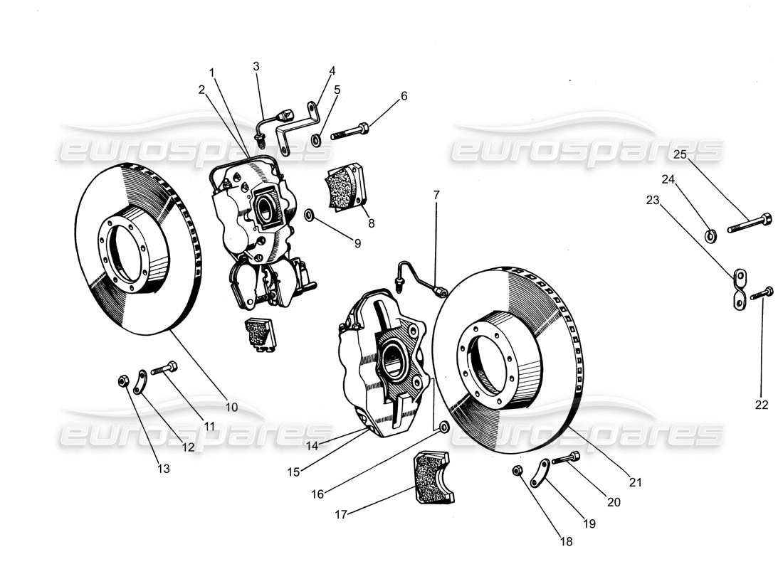 lamborghini espada brake discs & calipers series i (da 0 a 575) parts diagram