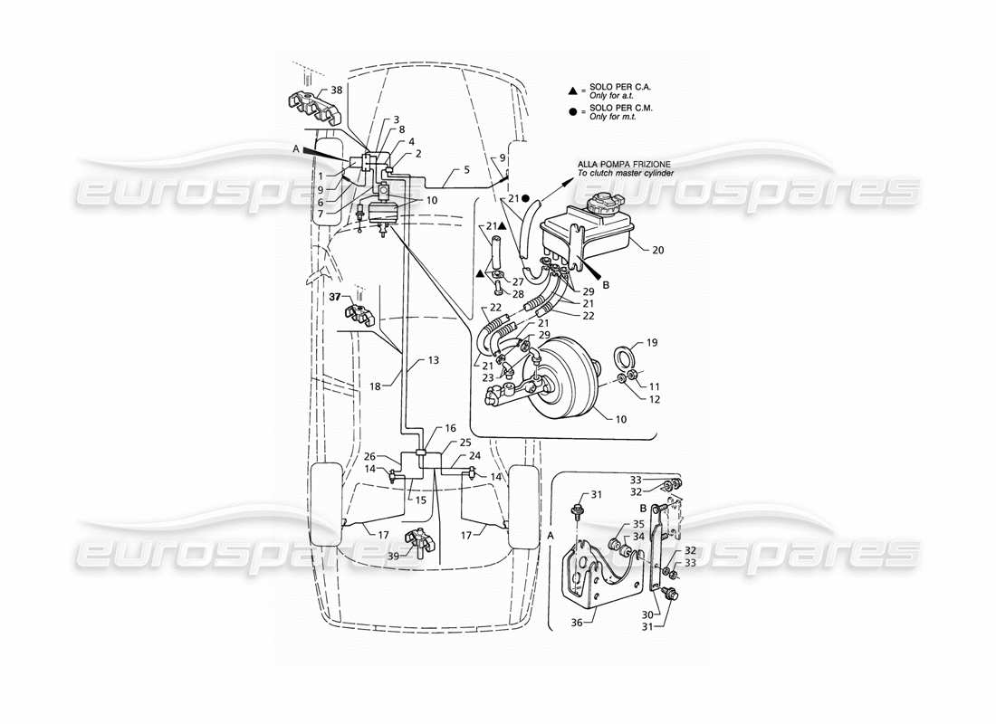 maserati qtp v8 (1998) abs hydraulic brake lines (lhd) part diagram