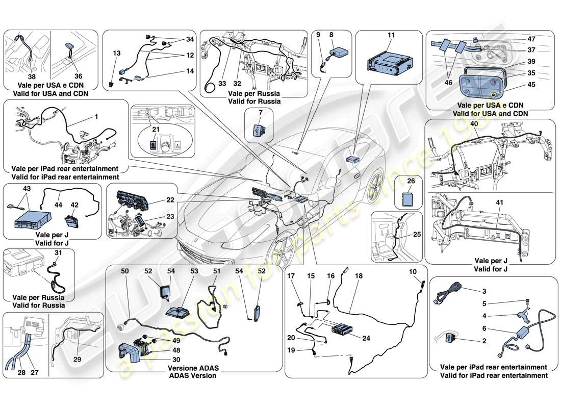 ferrari gtc4 lusso t (usa) infotainment system part diagram