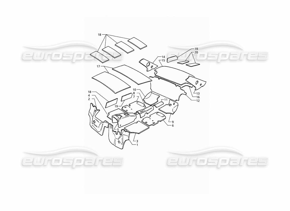 maserati qtp. 3.2 v8 (1999) insulation part diagram