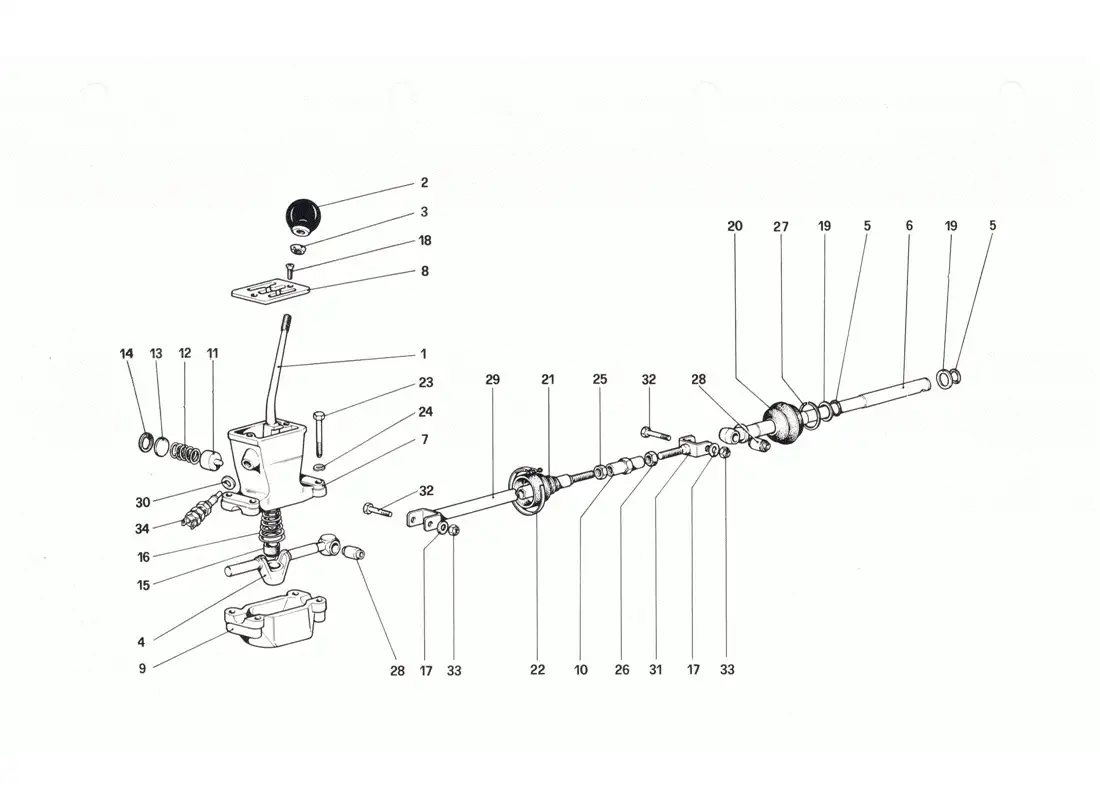 ferrari 208 gtb gts outside gearbox controls parts diagram