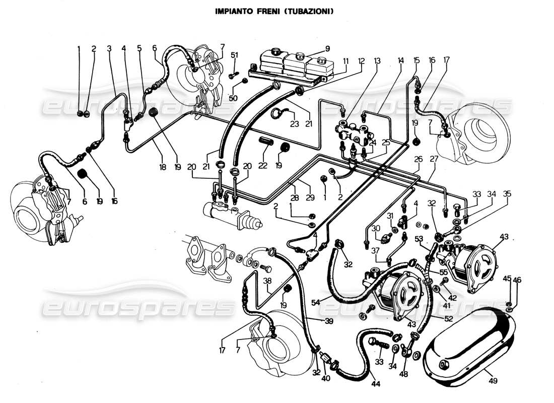 lamborghini espada braking system (australia, gran bret, irlanda) parts diagram