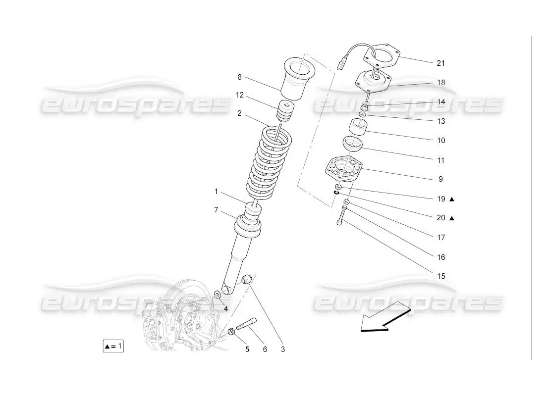 maserati qtp. (2007) 4.2 auto rear shock absorber devices parts diagram