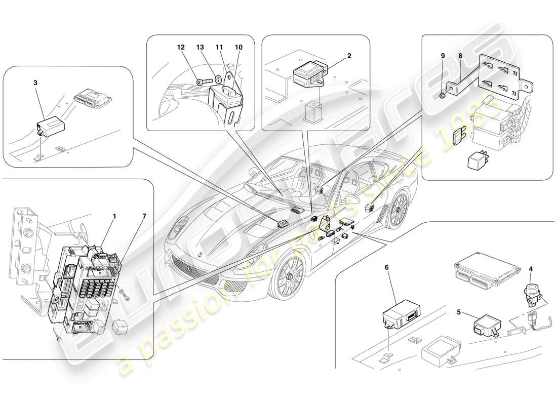 ferrari 599 gto (europe) passenger compartment ecus part diagram