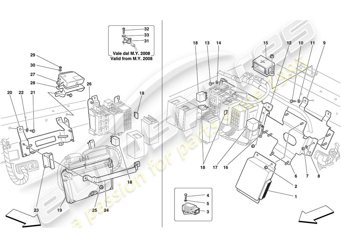 ferrari f430 coupe (rhd) rear passenger compartment ecus part diagram