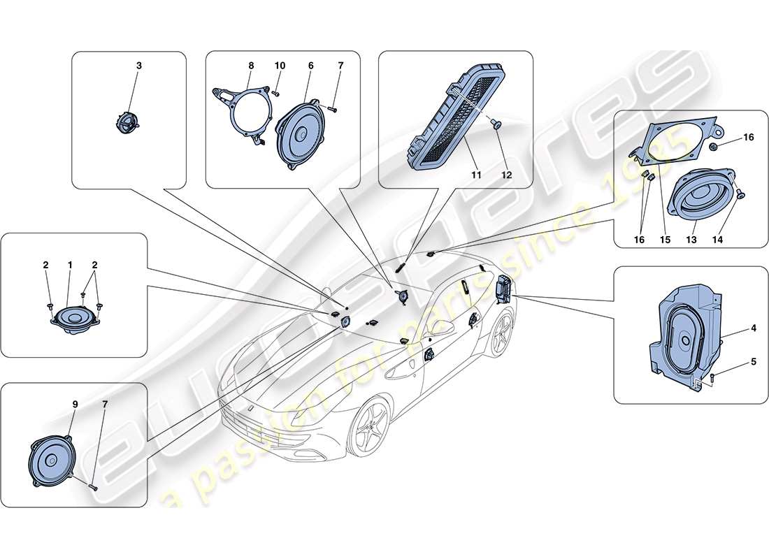 ferrari ff (usa) audio speaker system parts diagram