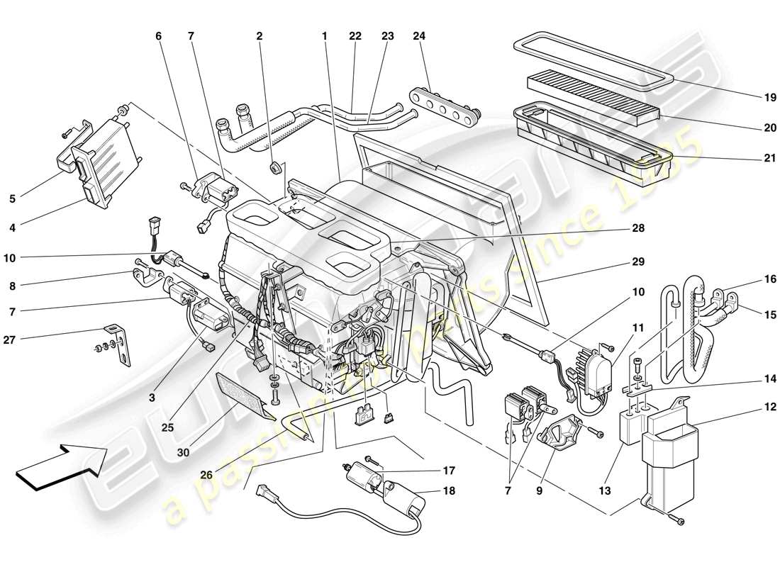 ferrari f430 scuderia spider 16m (europe) evaporator unit part diagram