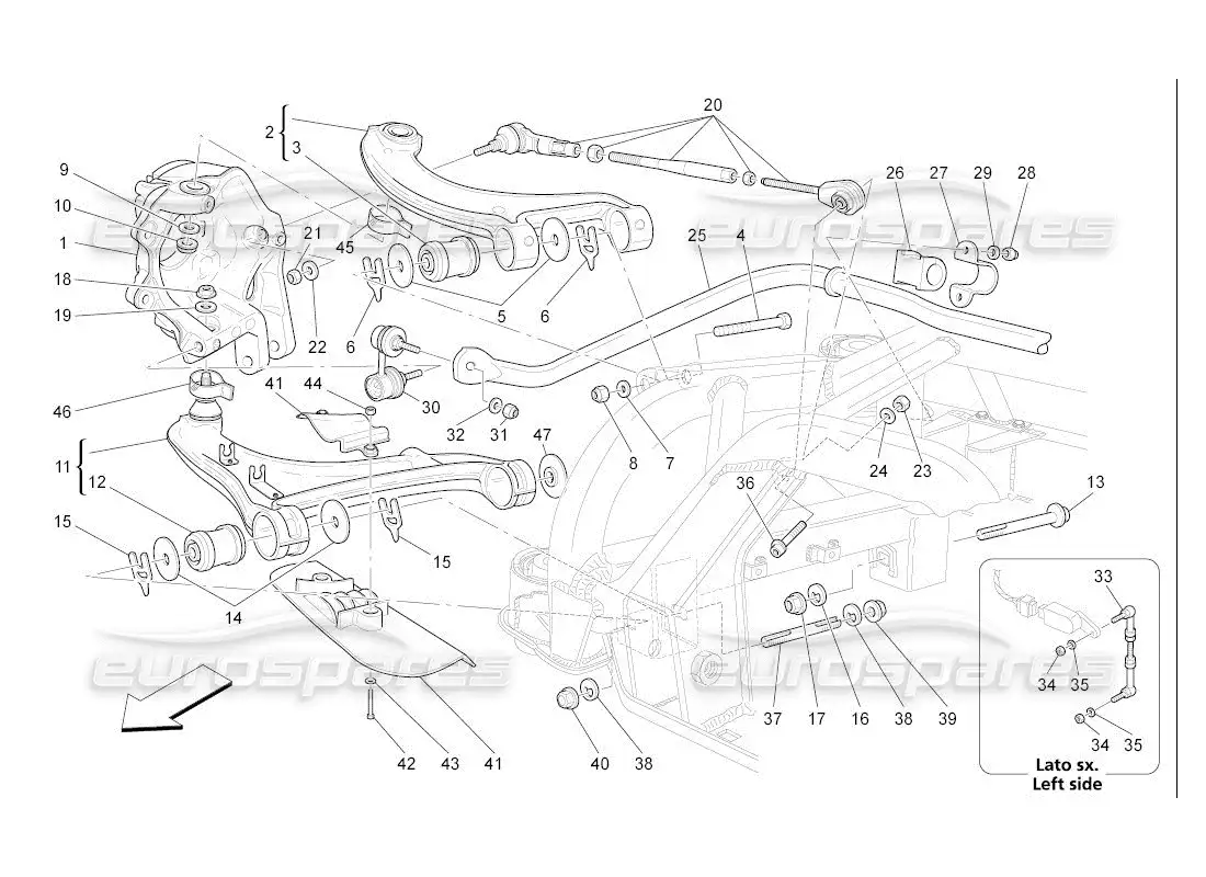 maserati qtp. (2007) 4.2 auto rear suspension parts diagram