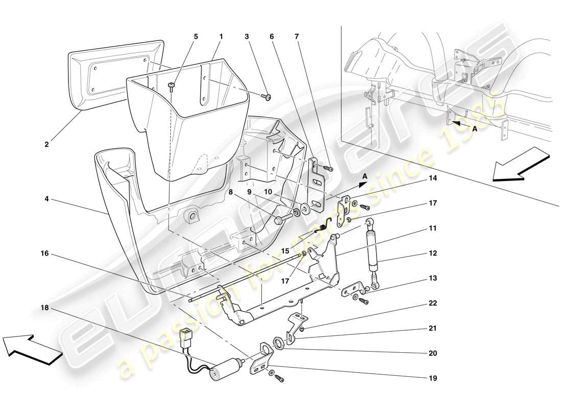 ferrari f430 spider (europe) rear oddment storage compartment part diagram