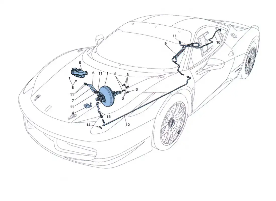 ferrari 458 challenge brake booster system parts diagram
