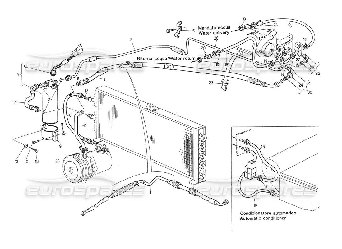 maserati biturbo spider air conditioning system rh steering (after modif.) part diagram