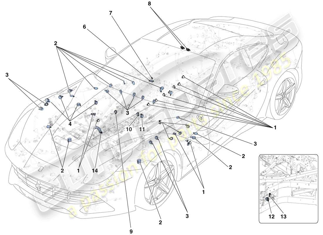 ferrari f12 berlinetta (europe) various fastenings for the electrical system part diagram