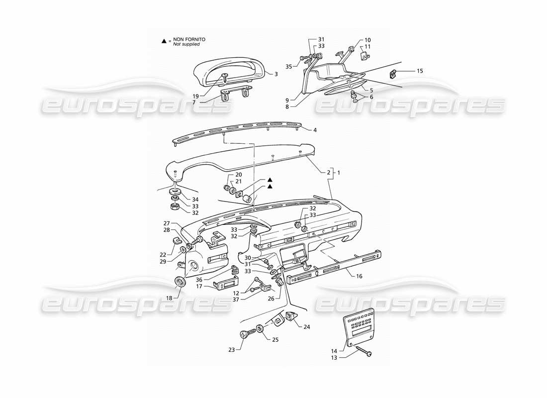 maserati qtp v6 (1996) instrument panel (lhd) parts diagram