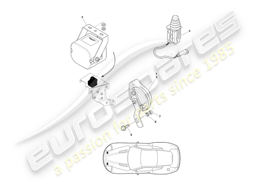 aston martin vanquish (2006) underbonnet components part diagram