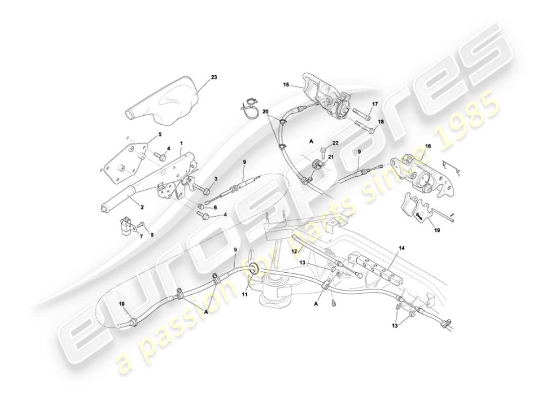 aston martin vanquish (2003) handbrake part diagram