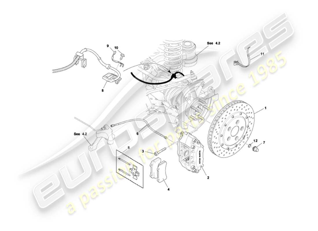 aston martin vanquish (2003) rear brakes part diagram