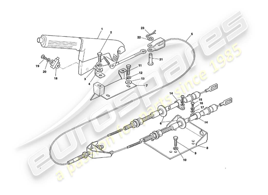 aston martin v8 volante (1998) handbrake parts diagram