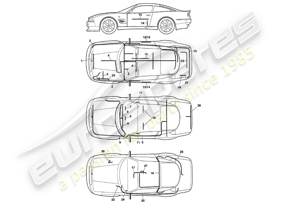 aston martin v8 coupe (2000) harnesses part diagram
