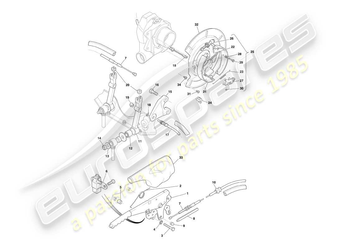 aston martin db7 vantage (2001) handbrake part diagram