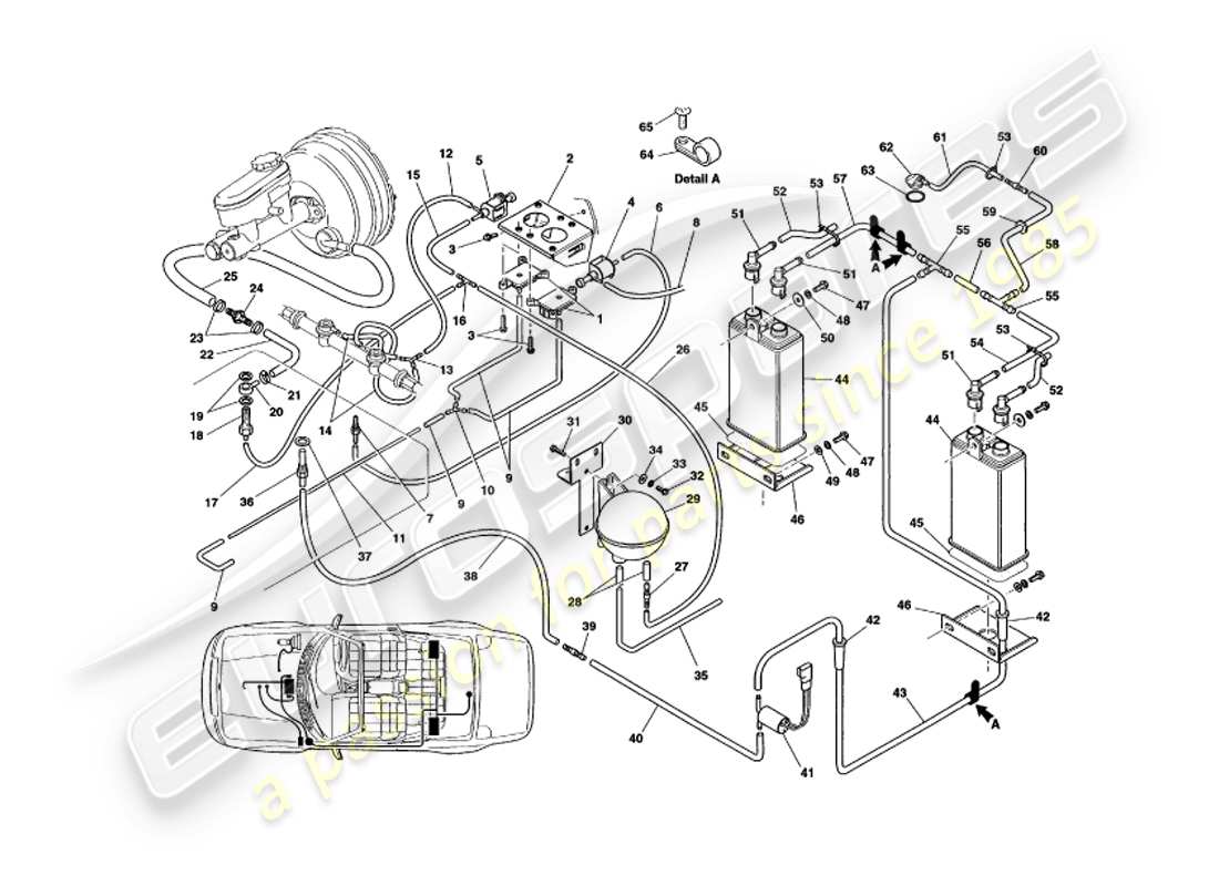 aston martin v8 volante (1998) vacuum system parts diagram