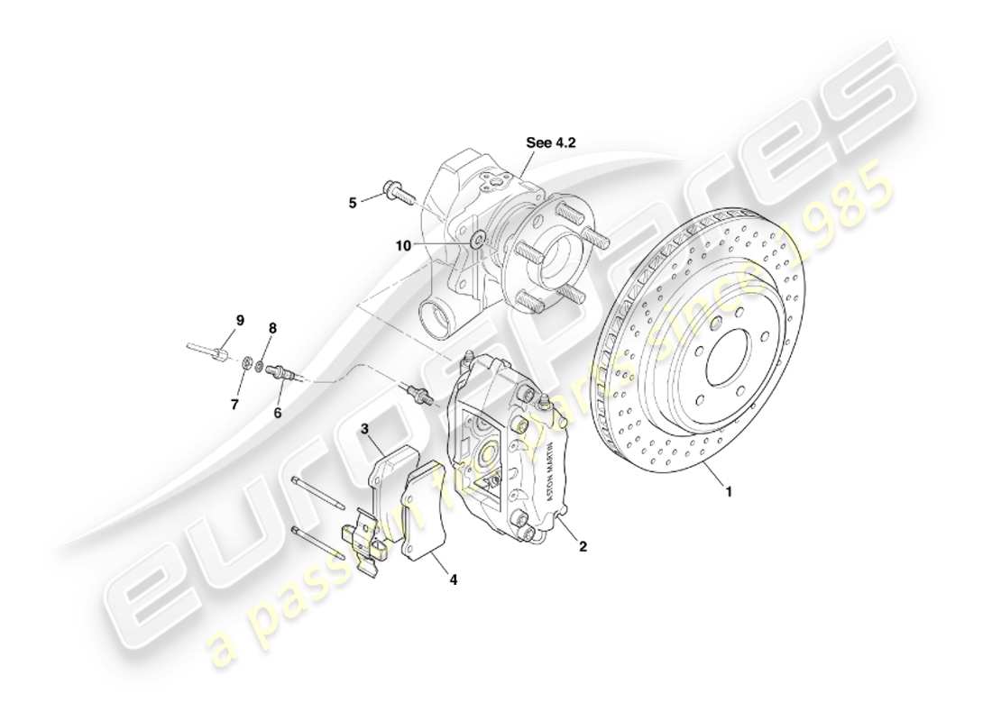 aston martin db7 vantage (2001) rear brakes part diagram